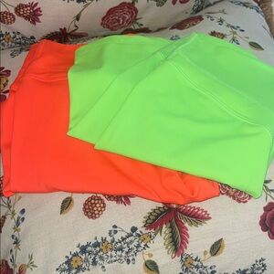 Neon Bike Shorts - Orange & Lime Green
